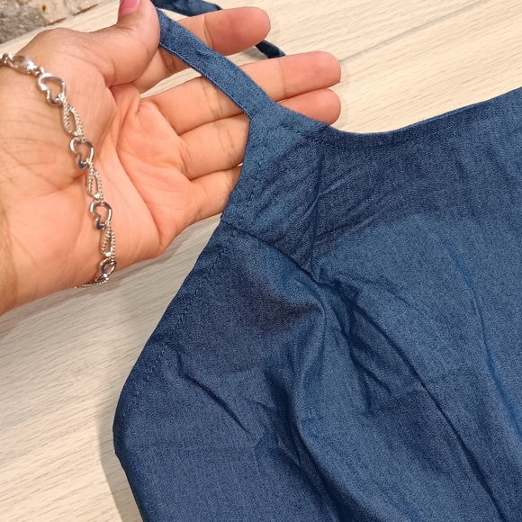 Plus Size Women Elegant Basic Denim Sleeveless Bodycon Slip Dress - Picture 9 of 16